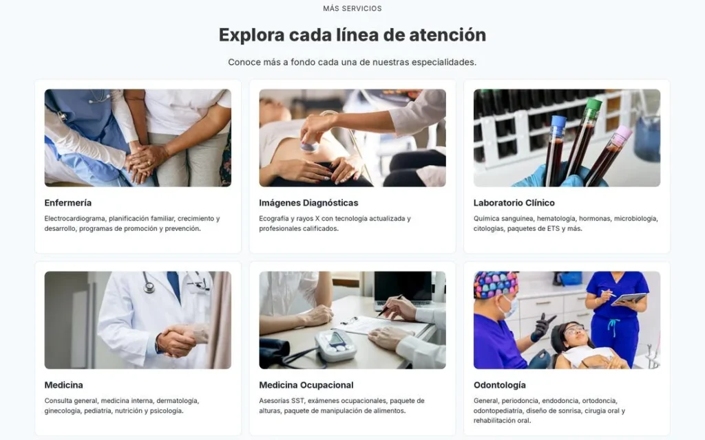 Cobersalud IPS: sección interna del sitio