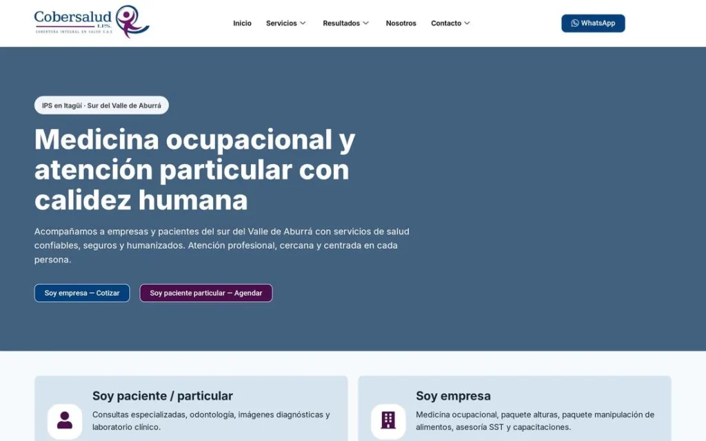 Captura del proyecto Cobersalud IPS