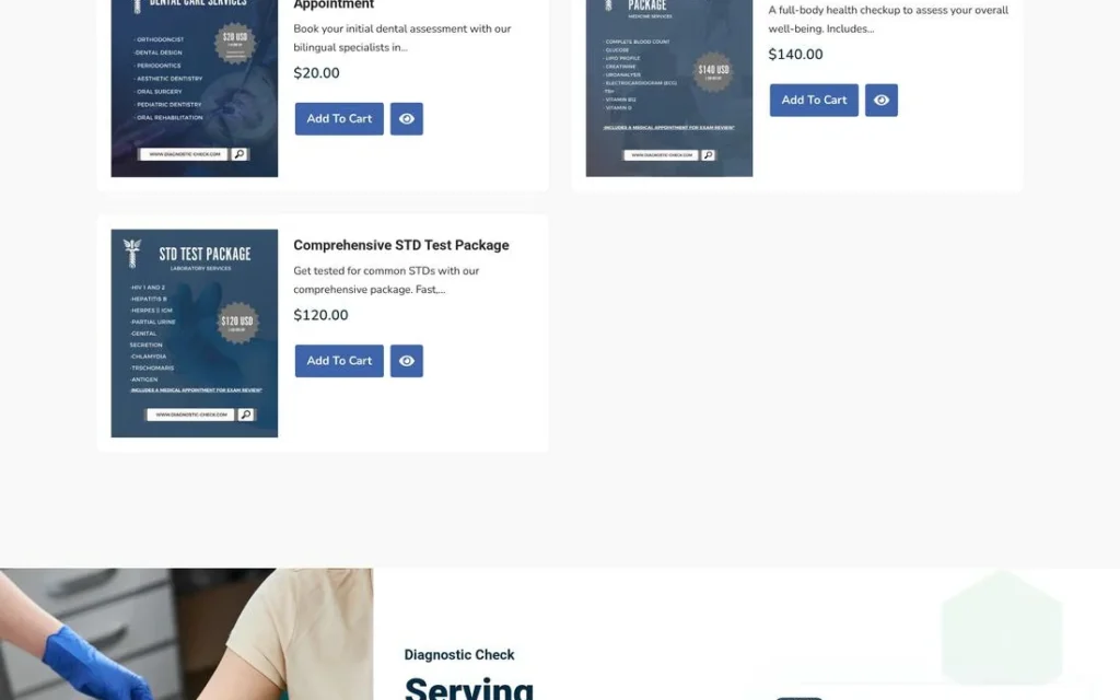 Diagnostic Check: sección interna del sitio