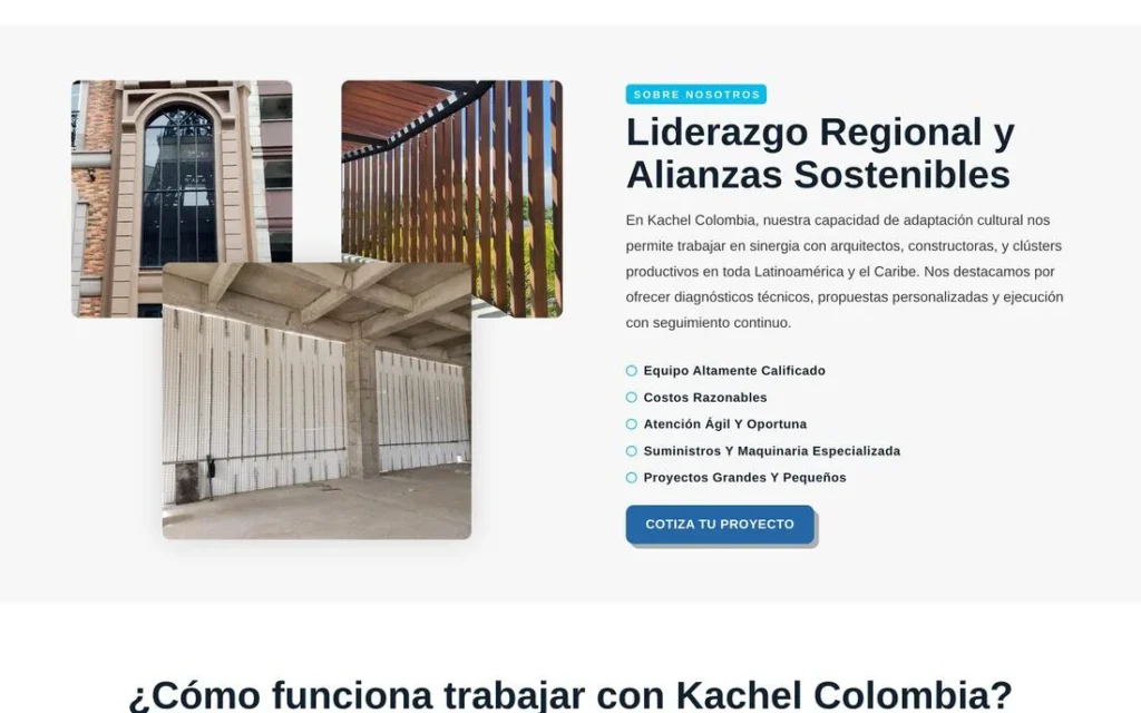 Kachel Colombia: sección interna del sitio