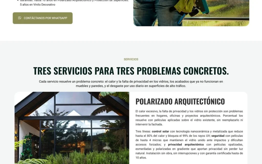 Porcentual: sección interna del sitio